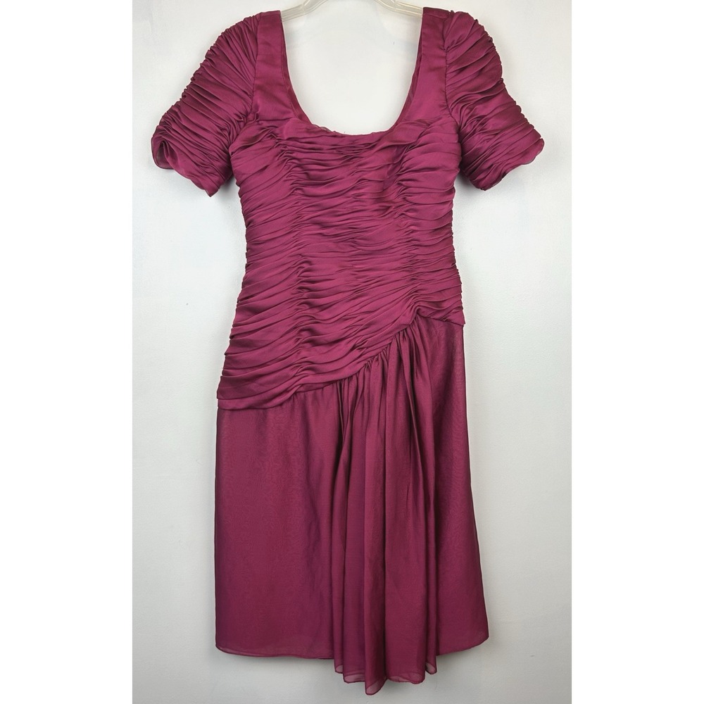 Vintage Ball Gown Dress Womens 8 Party Prom Burgundy Drop Waist Midi USA Event